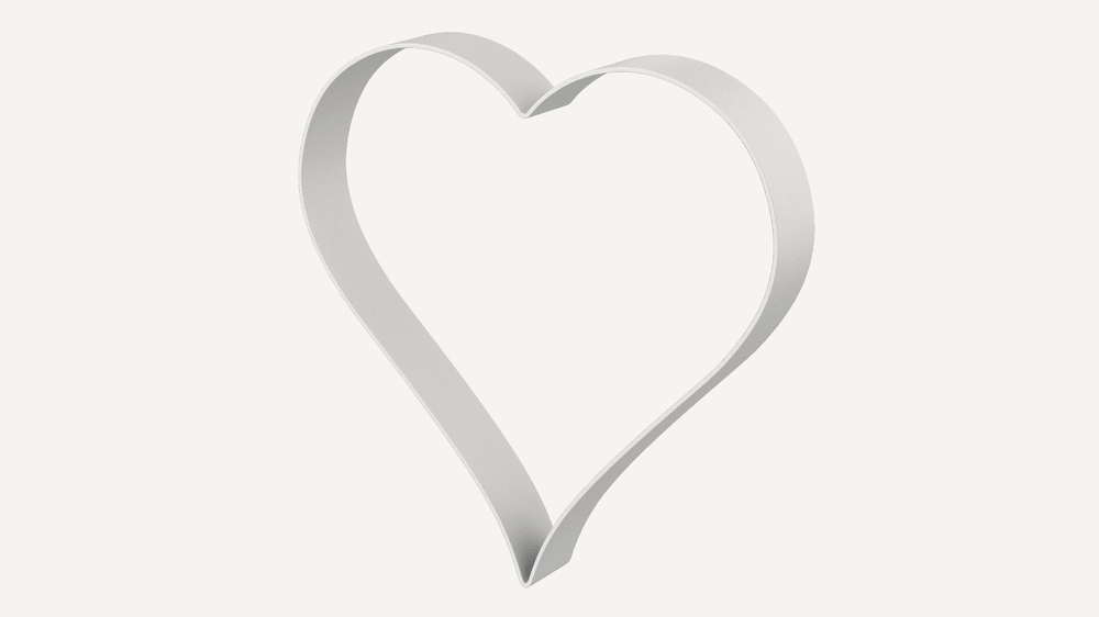 Metallherz Biella in pulverbeschichtet Sonderfarbe RAL 9001 Cremeweiß als 3D-Modell Metallherz Biella in pulverbeschichtet Sonderfarbe RAL 9001 Cremeweiß als 3D-Modell