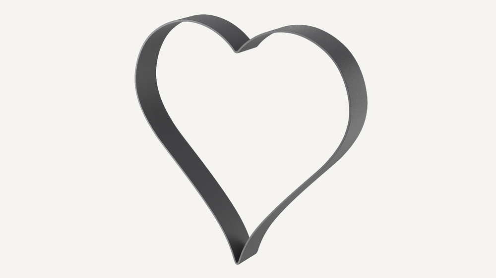 Metallherz Biella in pulverbeschichtet Anthrazit als 3D-Modell Metallherz Biella in pulverbeschichtet Anthrazit als 3D-Modell