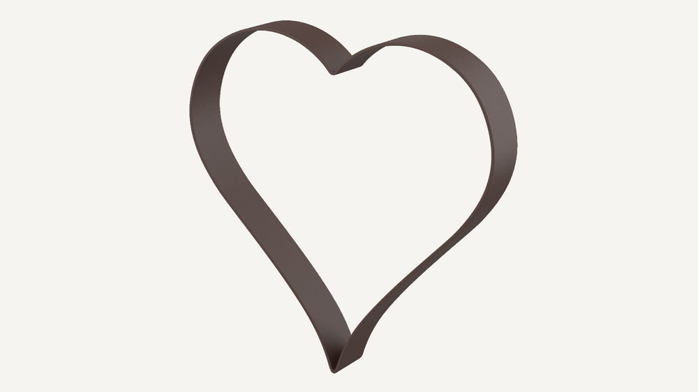 Metallherz Biella in pulverbeschichtet Sonderfarbe RAL 8017 Schokobraun als 3D-Modell Metallherz Biella in pulverbeschichtet Sonderfarbe RAL 8017 Schokobraun als 3D-Modell