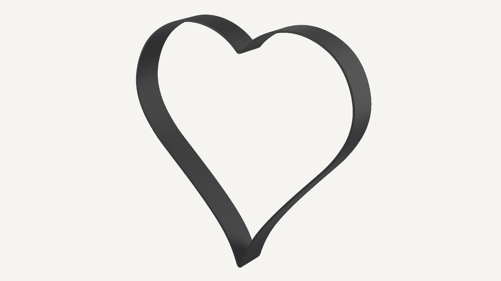 Metallherz Biella in pulverbeschichtet Sonderfarbe RAL 9005 Tiefschwarz als 3D-Modell Metallherz Biella in pulverbeschichtet Sonderfarbe RAL 9005 Tiefschwarz als 3D-Modell