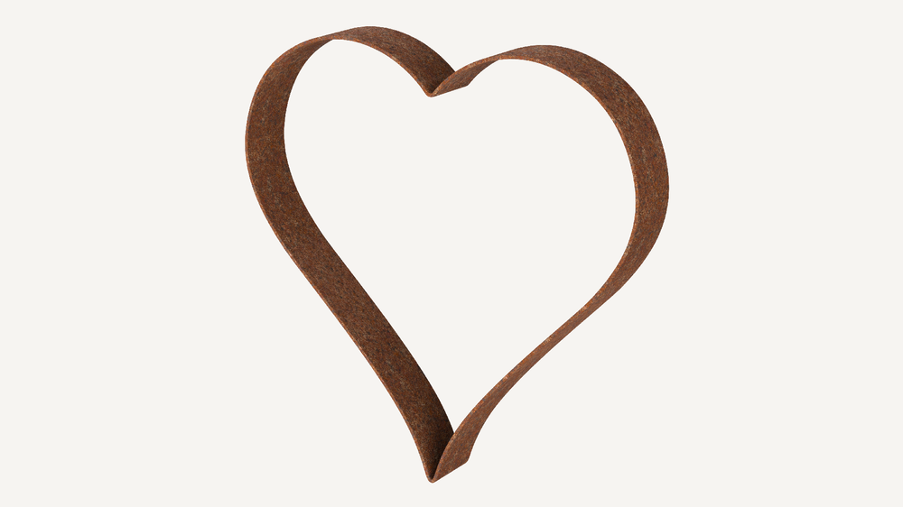 Metallherz Biella in unbeschichtet als 3D-Modell Metallherz Biella in unbeschichtet als 3D-Modell