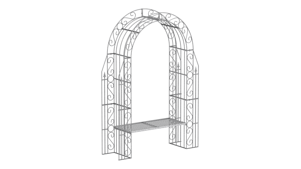 Rosenbogen Calabria mit Bank in feuerverzinkt als 3D-Modell Rosenbogen Calabria mit Bank in feuerverzinkt als 3D-Modell