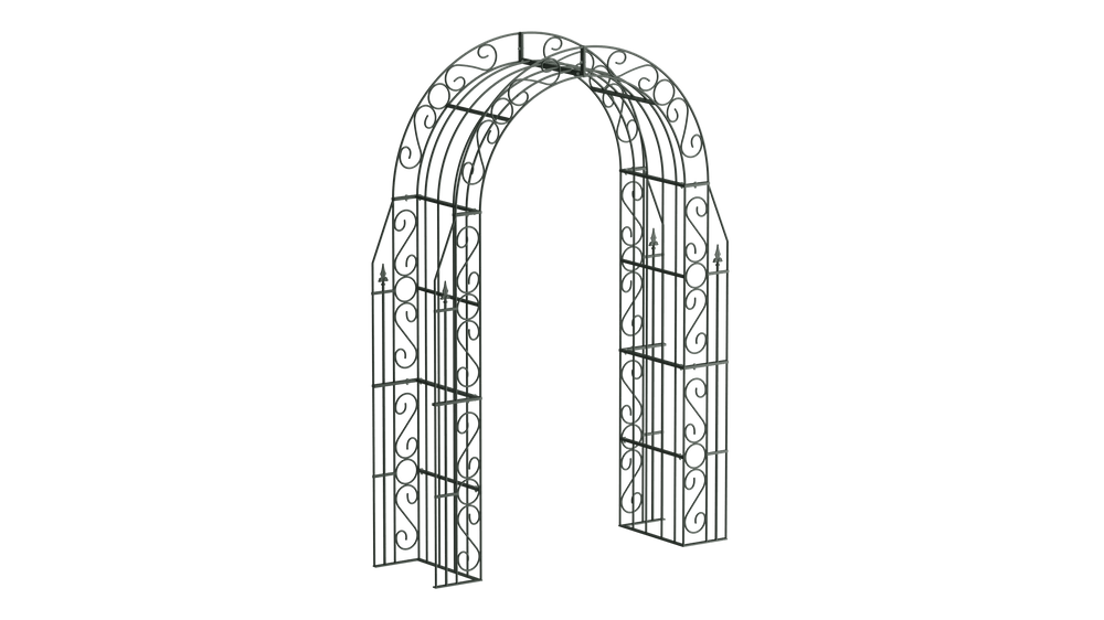Rosenbogen Calabria in pulverbeschichtet Sonderfarbe RAL 6009 Tannengrün als 3D-Modell Rosenbogen Calabria in pulverbeschichtet Sonderfarbe RAL 6009 Tannengrün als 3D-Modell