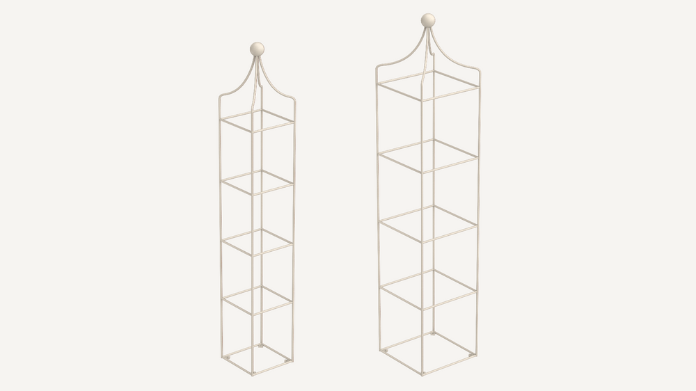 Obelisken Catania im Set in pulverbeschichtet Sonderfarbe RAL 9001 Cremeweiß als 3D-Modell Obelisken Catania im Set in pulverbeschichtet Sonderfarbe RAL 9001 Cremeweiß als 3D-Modell