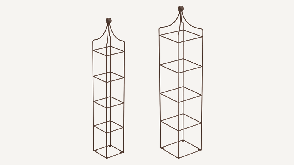 Obelisken Catania im Set in pulverbeschichtet Sonderfarbe RAL 8017 Schokobraun als 3D-Modell Obelisken Catania im Set in pulverbeschichtet Sonderfarbe RAL 8017 Schokobraun als 3D-Modell