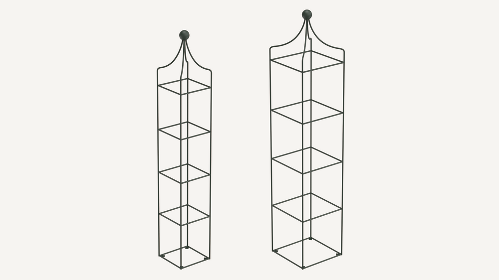 Obelisken Catania im Set in pulverbeschichtet Sonderfarbe RAL 6009 Tannengrün als 3D-Modell Obelisken Catania im Set in pulverbeschichtet Sonderfarbe RAL 6009 Tannengrün als 3D-Modell