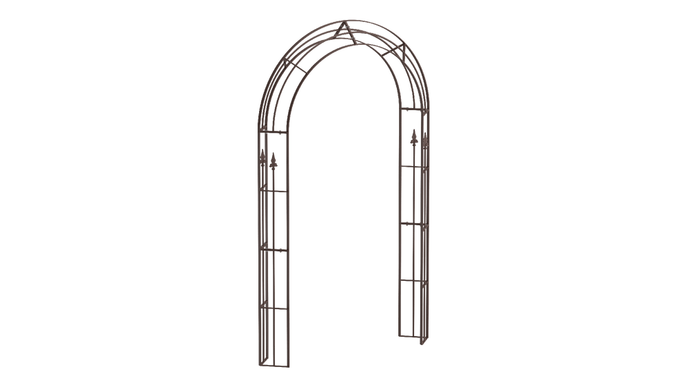 Rosenbogen Cosenza in pulverbeschichtet Sonderfarbe RAL 8017 Schokobraun als 3D-Modell Rosenbogen Cosenza in pulverbeschichtet Sonderfarbe RAL 8017 Schokobraun als 3D-Modell