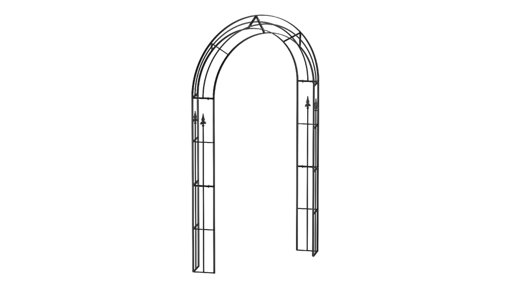 Rosenbogen Cosenza in pulverbeschichtet Sonderfarbe RAL 9005 Tiefschwarz als 3D-Modell Rosenbogen Cosenza in pulverbeschichtet Sonderfarbe RAL 9005 Tiefschwarz als 3D-Modell