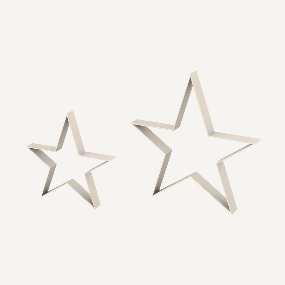 Metallsterne Novara im Set in pulverbeschichtet Sonderfarbe RAL 9001 Cremeweiß als 3D-Modell Metallsterne Novara im Set in pulverbeschichtet Sonderfarbe RAL 9001 Cremeweiß als 3D-Modell
