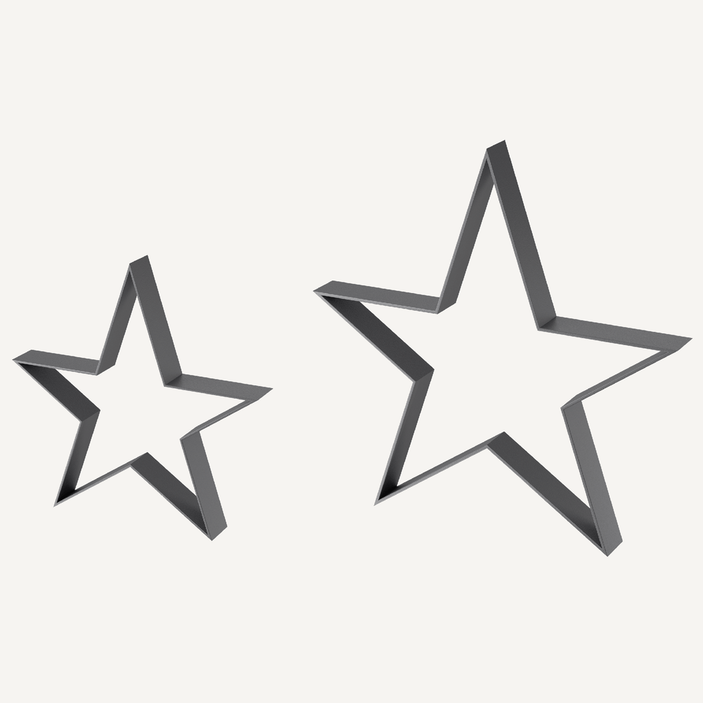 Metallsterne Novara im Set in pulverbeschichtet Anthrazit als 3D-Modell Metallsterne Novara im Set in pulverbeschichtet Anthrazit als 3D-Modell