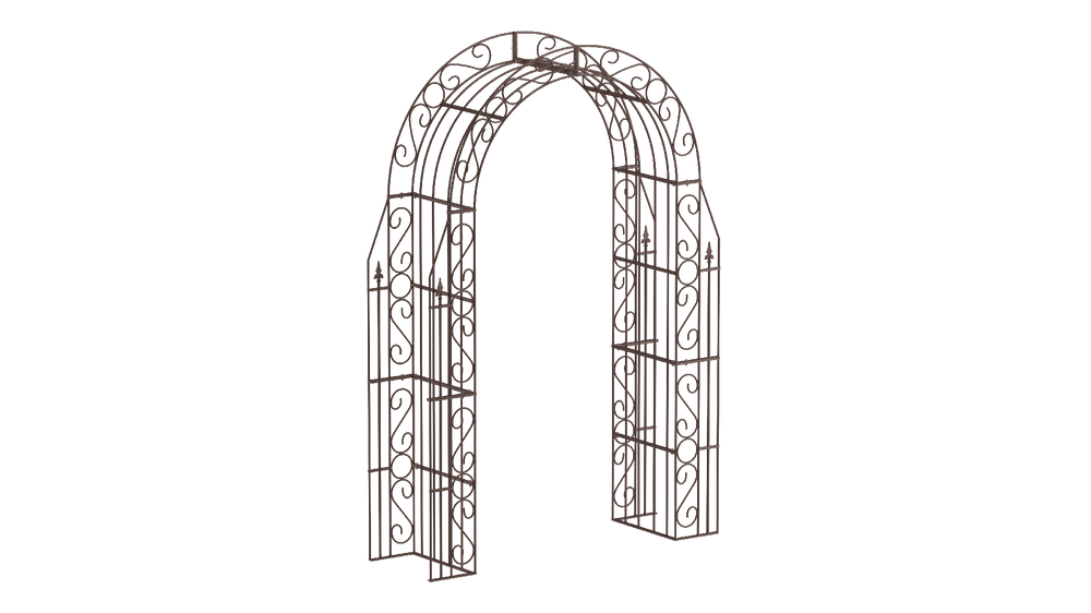 Rosenbogen Calabria in pulverbeschichtet Sonderfarbe RAL 8017 Schokobraun als 3D-Modell Rosenbogen Calabria in pulverbeschichtet Sonderfarbe RAL 8017 Schokobraun als 3D-Modell