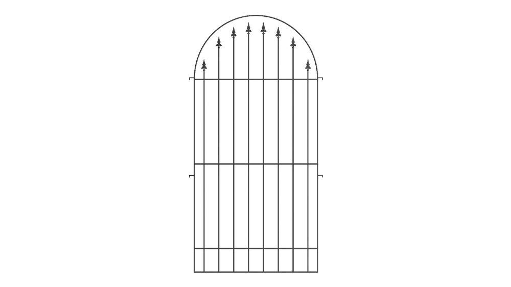 Rückwand für Rosenbogen Calabria in pulverbeschichtet Sonderfarbe RAL 9005 Tiefschwarz als 3D-Modell Rückwand für Rosenbogen Calabria in pulverbeschichtet Sonderfarbe RAL 9005 Tiefschwarz als 3D-Modell