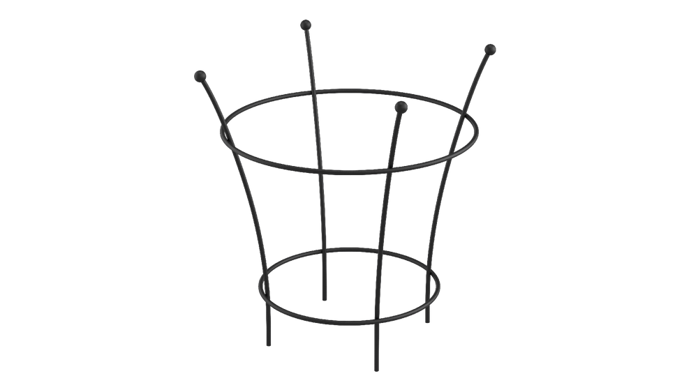 Pflanzenstütze Grosetto in pulverbeschichtet Sonderfarbe RAL 9005 Tiefschwarz als 3D-Modell Pflanzenstütze Grosetto in pulverbeschichtet Sonderfarbe RAL 9005 Tiefschwarz als 3D-Modell