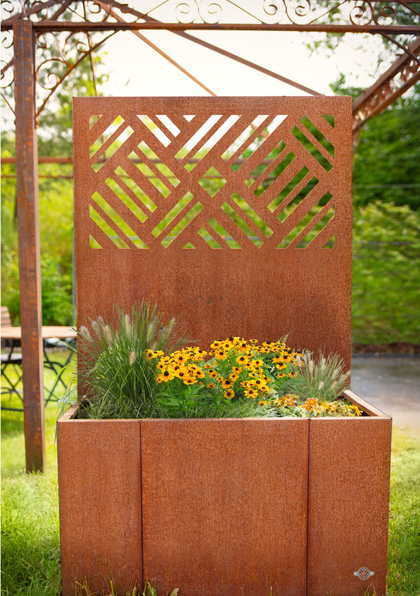 Hochbeet mit Sichtschutz Monterosso Cortenstahl